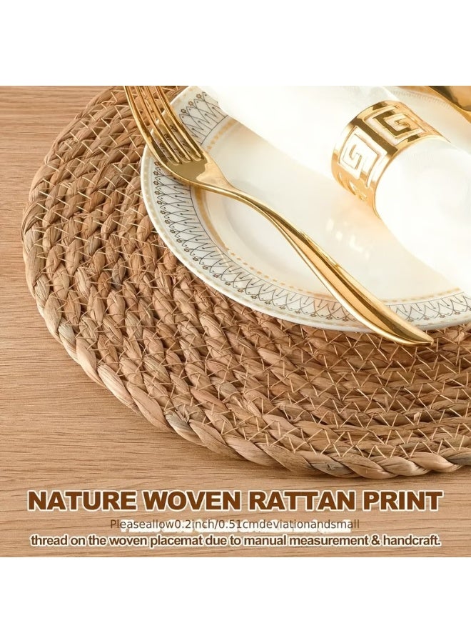 Natural Hyacinth Wicker Round Placemats Rustic Table Decor for Autumn & Holidays - Image 4